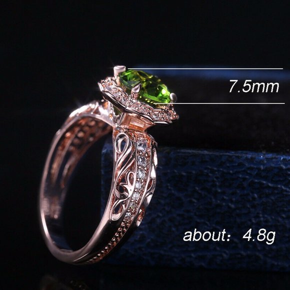 Elegant Rose Gold Round Cubic Zirconia Ring - Picture 5 of 6